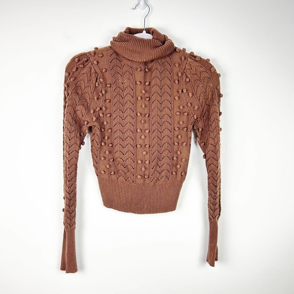Tularosa Brown Maple Cable Knit Knot Turtle Meck Sweater Size XS - Picture 1 of 6